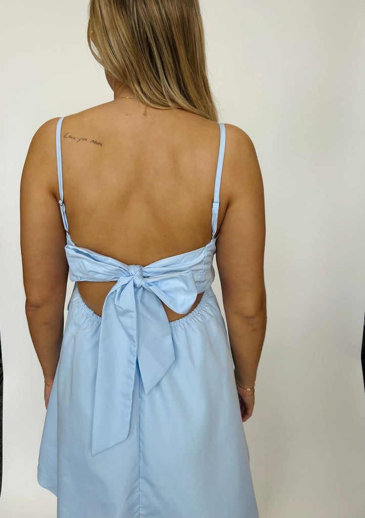 Bailey - Cut Out Back Short Dress - Baby Blue