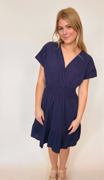 Francesca - Short Sleeve Maxi Dress - Navy
