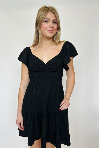 Dallas - Flutter Sleeve Maxi Dress - Black