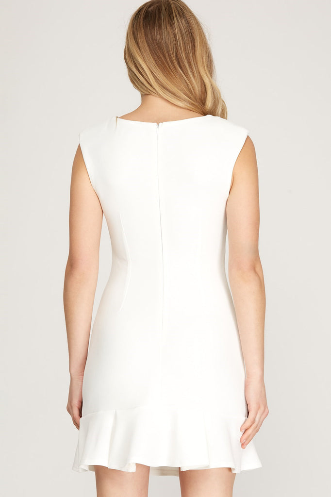 Adeline - Square Neck Knit Dress - Off White