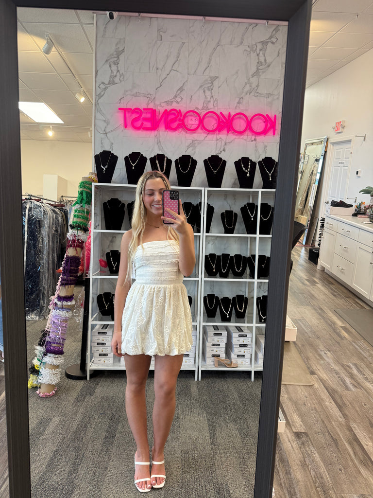 Franklin - Strapless short bubble hem dress - Ivory