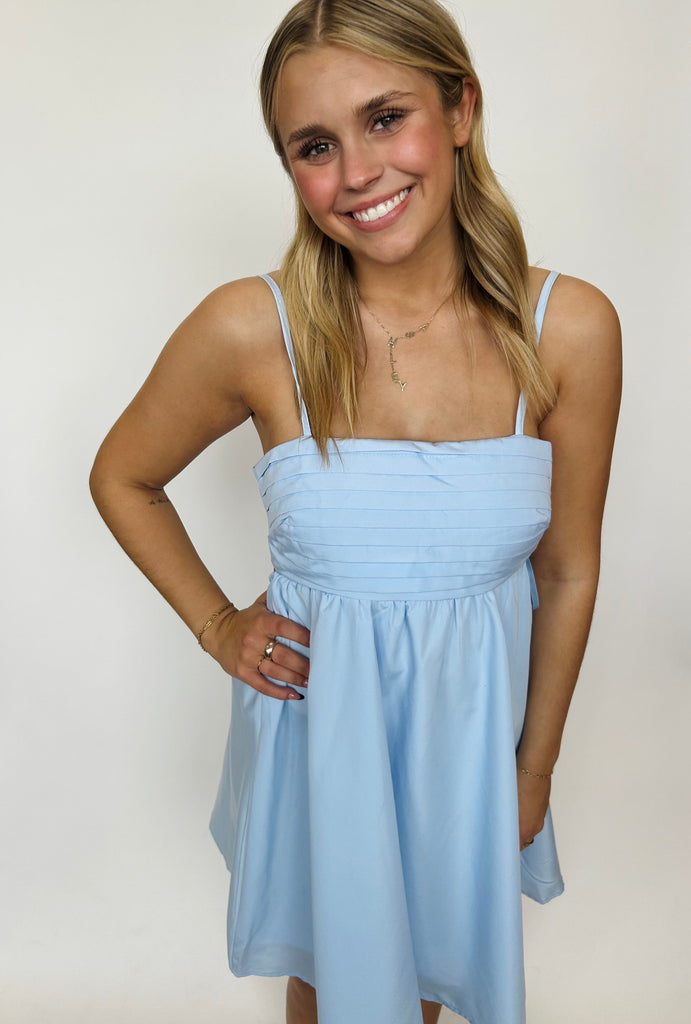 Bailey - Cut Out Back Short Dress - Baby Blue