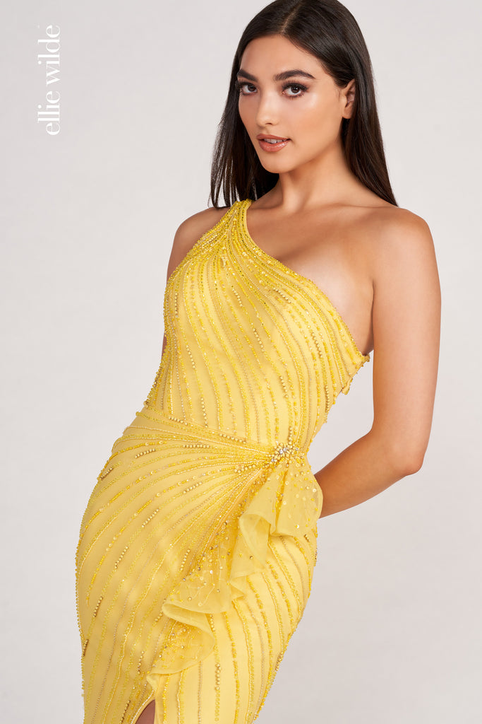 Ellie Wilde Prom Style EW34019 | IN STOCK YELLOW SIZE 2