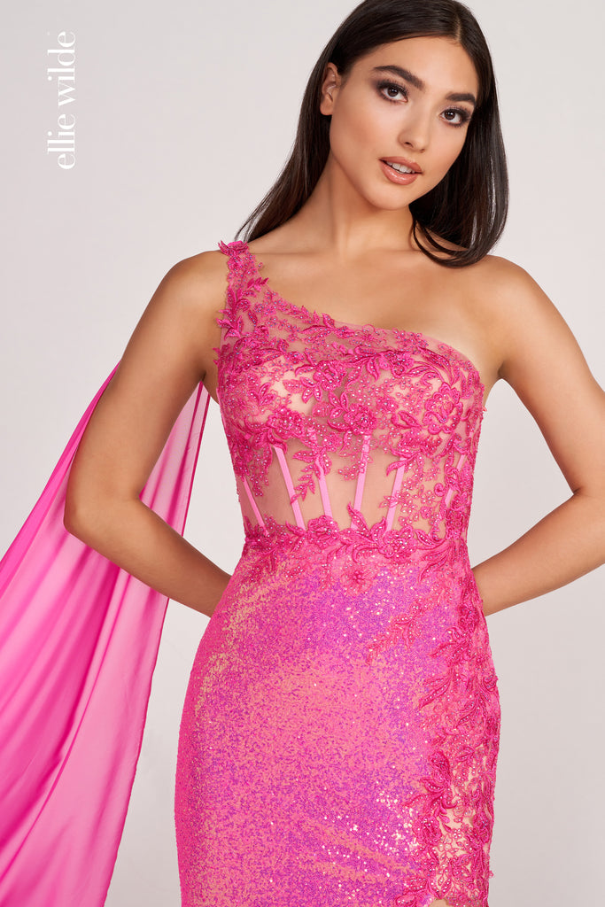 Ellie Wilde Prom Style EW34020 | IN STOCK ORANGE SIZE 8