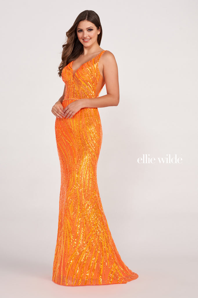 Ellie Wilde Prom Style EW34037 | IN STOCK ORANGE SIZE 8