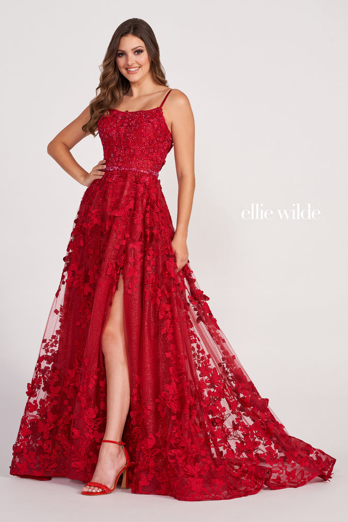 Ellie Wilde Prom Style EW34109 IN STOCK WINE SIZE 10