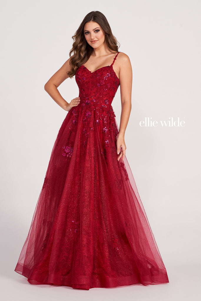 Ellie Wilde Prom Style EW34117 IN STOCK WINE SIZE 20
