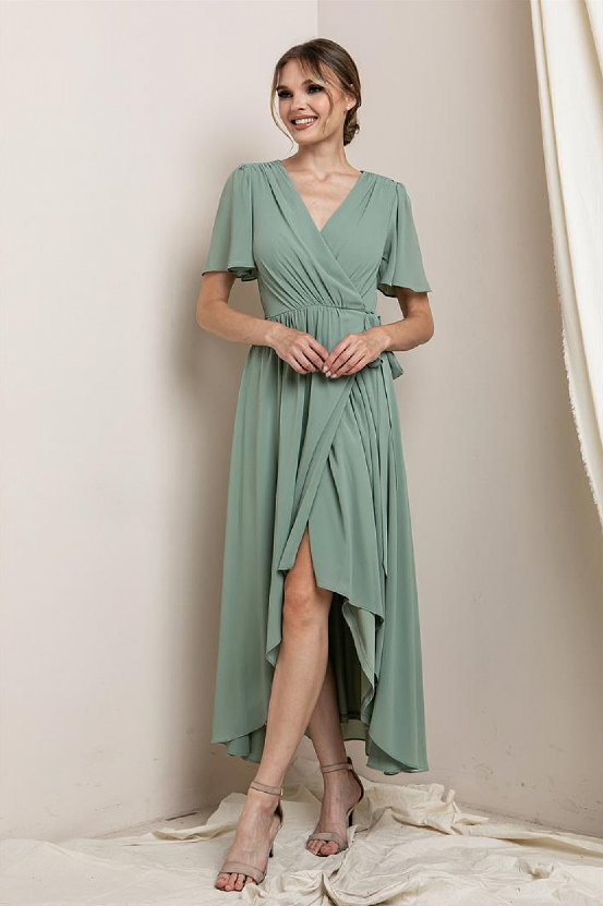 Julianna - High Low Dress - Dusty Sage