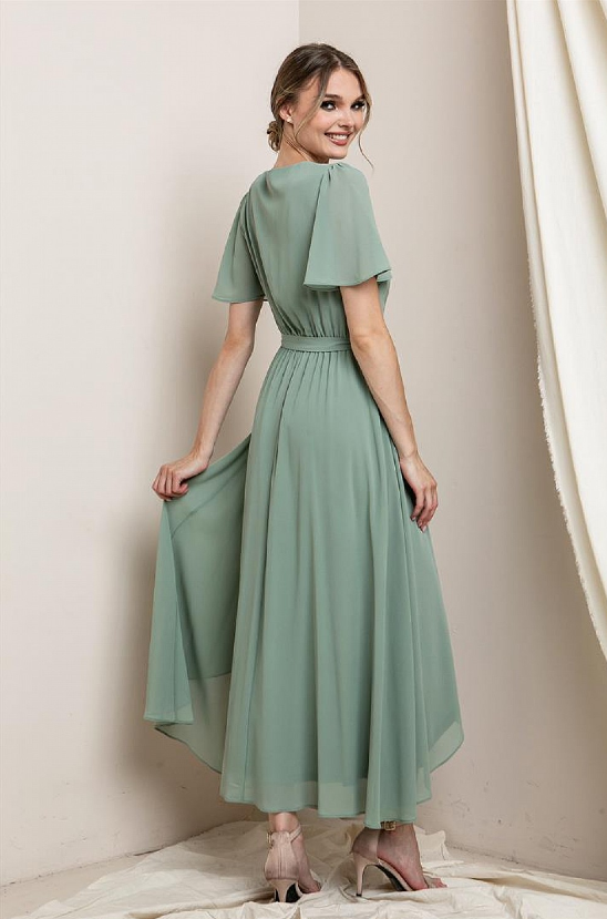 Julianna - High Low Dress - Dusty Sage