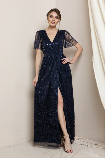 Francesca - Short Sleeve Maxi Dress - Navy