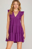 Poppy - Sleeveless Woven Ruffled Dress - Violet Purple