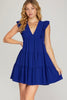 Poppy - Sleeveless Woven Ruffled Dress - Royal Blue