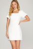 Acacia- Puff Short Sleeve Mini Dress- Off White