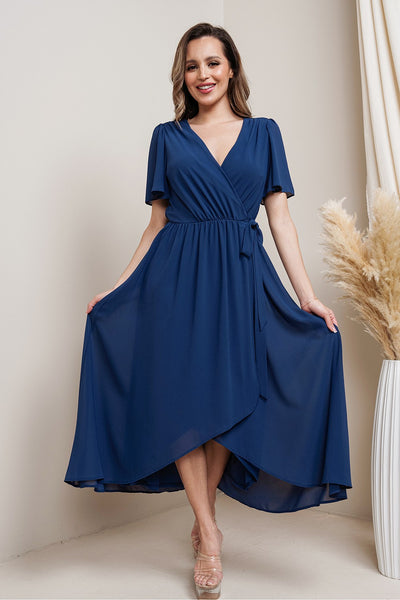 Francesca - Short Sleeve Maxi Dress - Navy