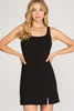 Maribel - Knit Dress with Side Slit Detail - Black - Large