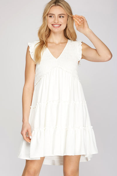 Victoria - Long Sleeve Mini Dress - Plus Size - Ivory