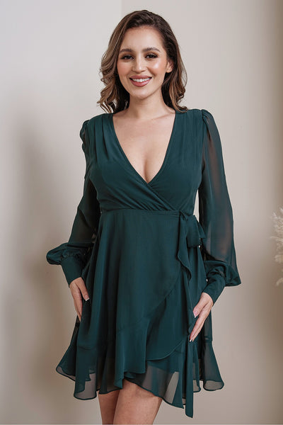 Vic - Long Sleeve Mini Dress - Hunter Green Vic - Long Sleeve Mini Dress - Hunter Green