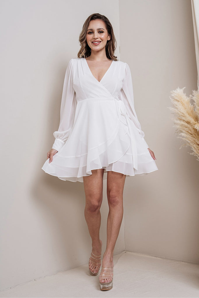 Vic - Long Sleeve Mini Dress - Ivory