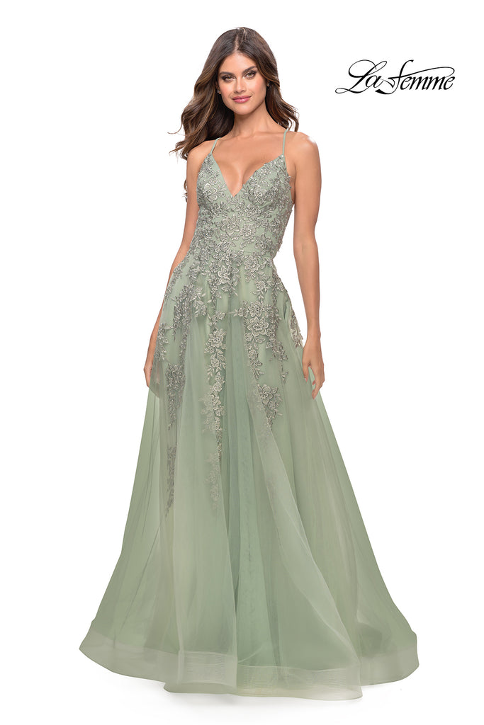 La Femme Style 31503 IN STOCK LIGHT PERIWINKLE SIZE 6, SAGE SIZE 4