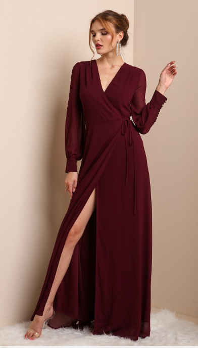 Constance - Burgundy Maxi Dress