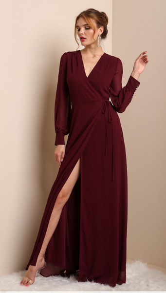 Clover - Short Sleeve Midi Dress - Wine
