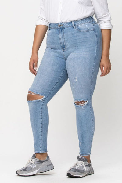 Encore Jeans Plus Size Light Wash Distressed Denim KooKoo s Nest