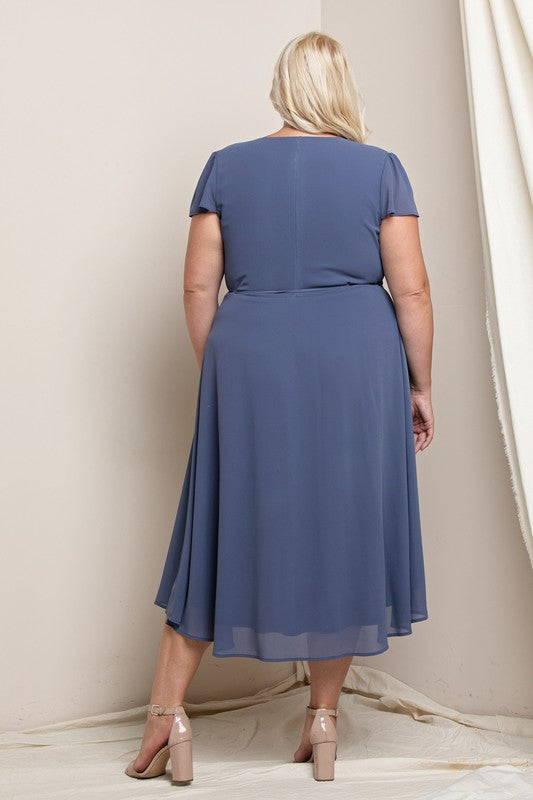 Everleigh - Slate Blue Midi Dress - Plus Size