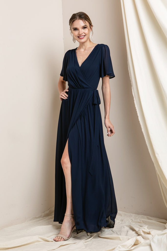 Francesca - Short Sleeve Maxi Dress - Navy