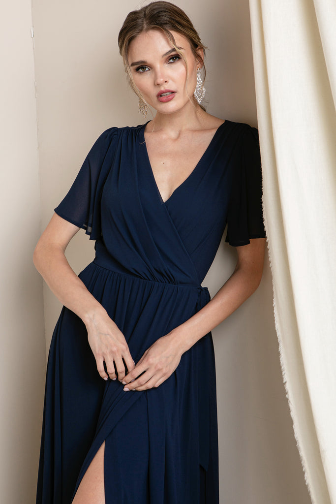 Francesca - Short Sleeve Maxi Dress - Navy
