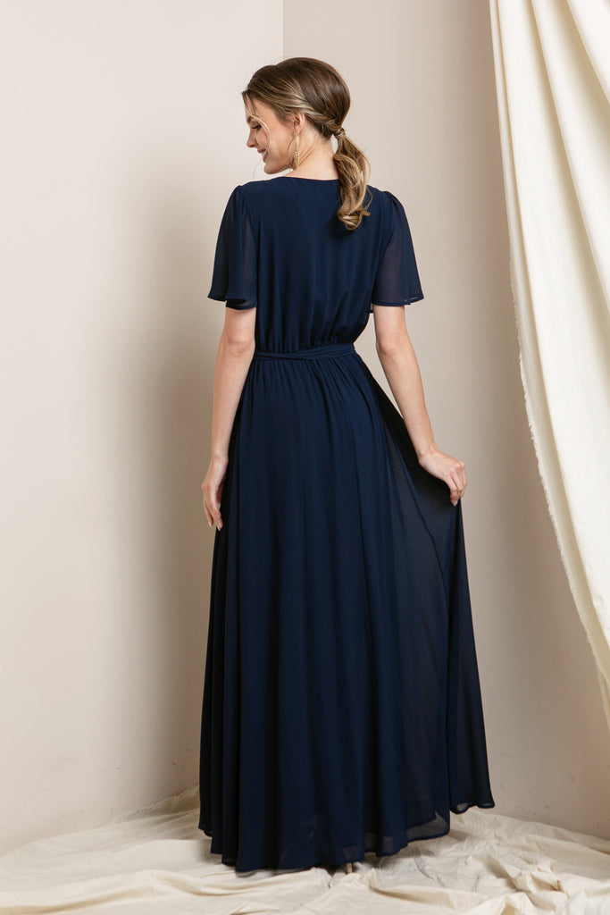Francesca - Short Sleeve Maxi Dress - Navy