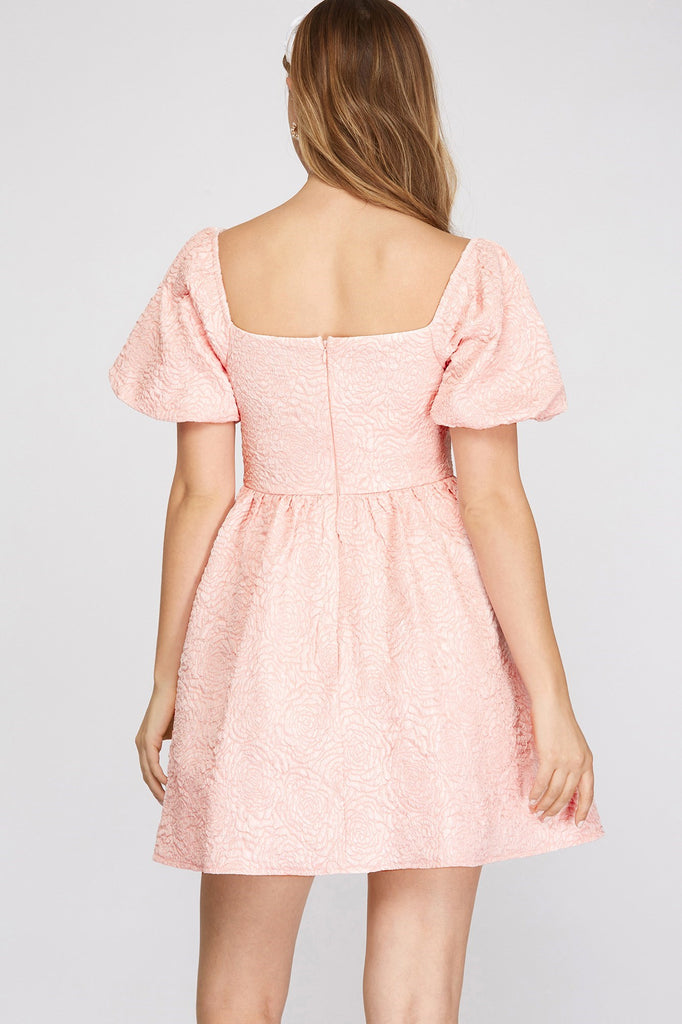 Laurent - Brocade Print Dress Light Pink
