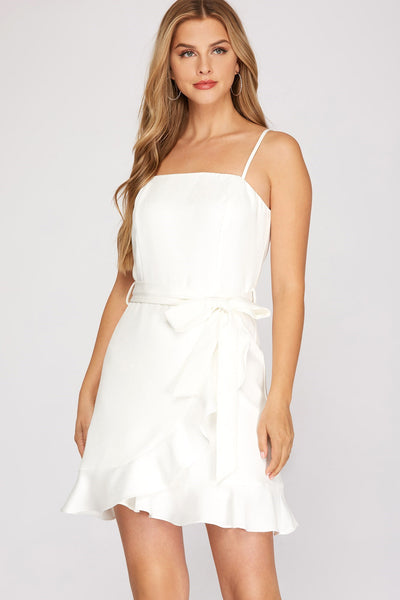 Kinsley - Mini Dress with Wrap Skirt - Off White