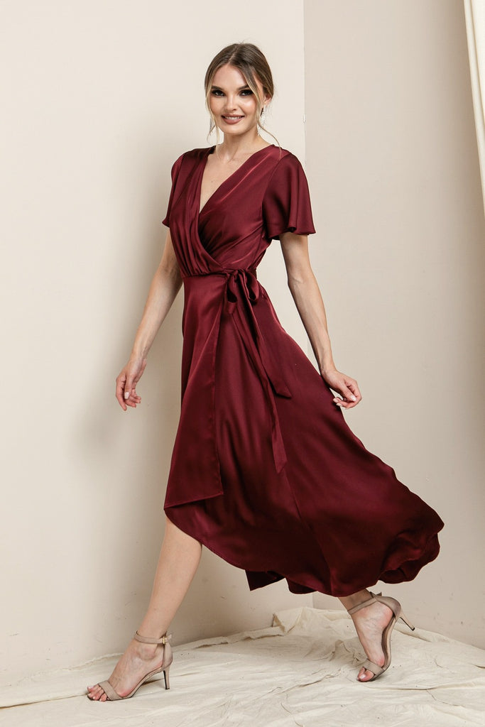 Sadie - Short Sleeve Maxi Dress - Cabernet