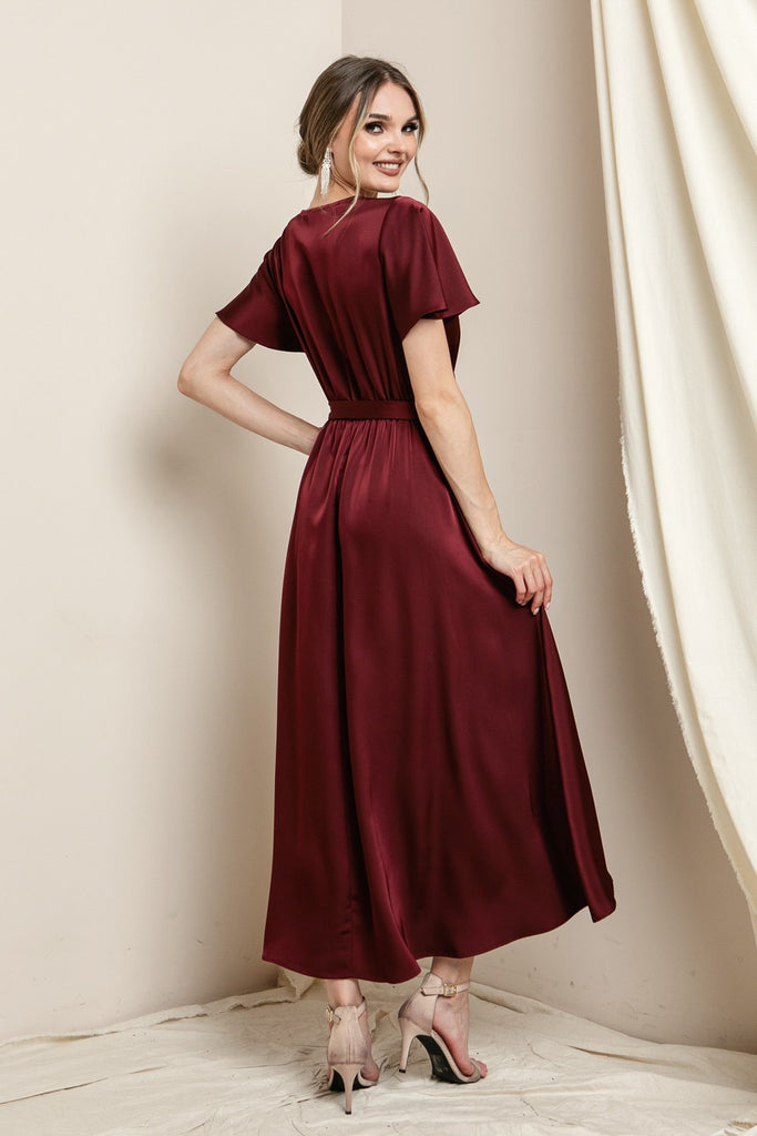 Sadie - Short Sleeve Maxi Dress - Cabernet