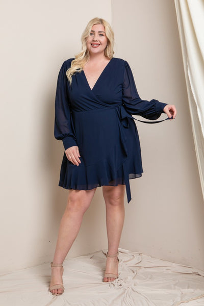 Clara - Off the Shoulder Plus Size Formal Gown - Navy