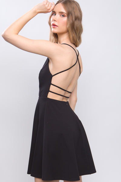 Adeline - Square Neck Knit Dress - Black - Large
