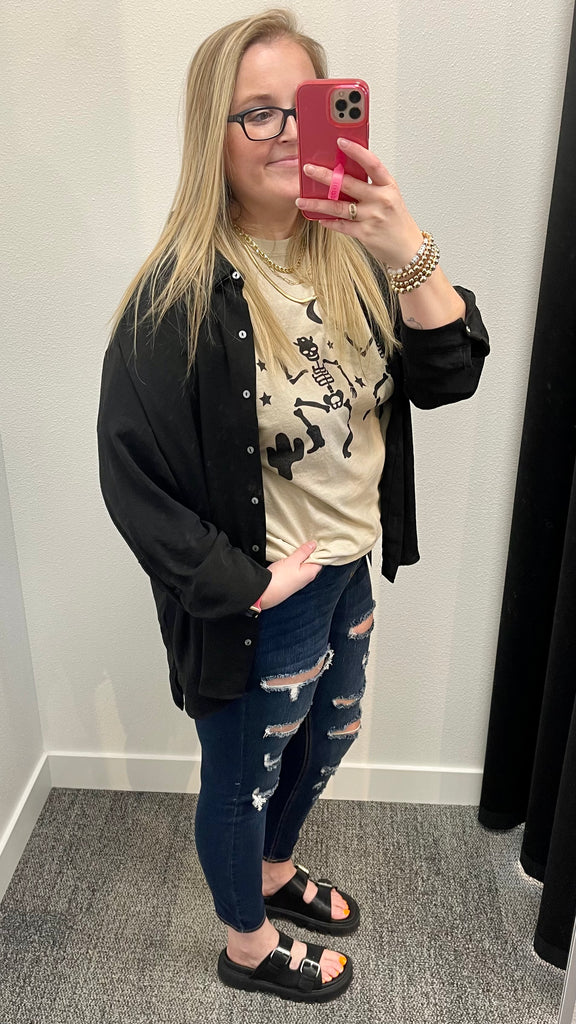 Elton Jeans - Plus Size Distressed Dark Wash Denim