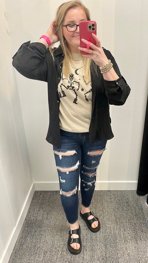 Elton Jeans - Plus Size Distressed Dark Wash Denim