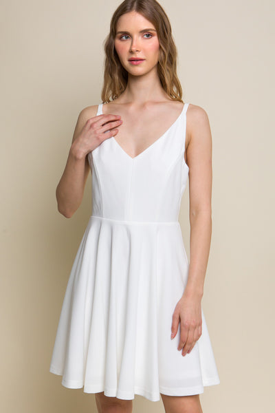 Liana - Woven Dress with Ruffled Skirt - Off White