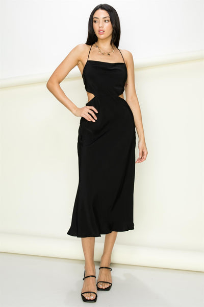Camille - Mini Dress with Leg Slit - Black