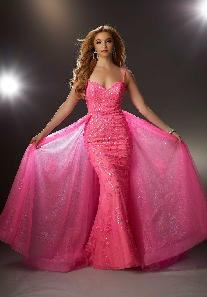 Morilee Prom Style 48040 IN STOCK NEON ORANGE SIZE 12, NEON PINK SIZE 8