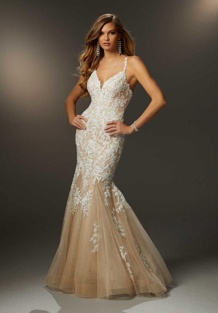 Morilee Prom Style 48046 IN STOCK IVORY/NUDE SIZE 6