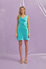 Diva- Satin Sleeveless Cowl Mini Dress- Turquoise