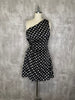 Everleigh- Waist Cutout With A Drawstring Detail One Shoulder Polka Dot Mini Dress