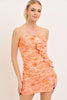 Macy - Ruffle detail printed mesh bodycon mini dress