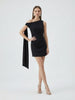 Grace- Draped Crepe Dress With Asymmetric Shoulder Design