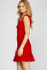Adeline - Square Neck Knit Dress - Red