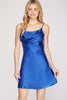 Ambrosia- Cowl Neck Satin Cami Derss - Royal Blue