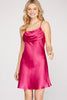 Ambrosia- Cowl Neck Satin Cami Derss - Fuchsia Pink