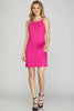 Azalea- Short Sleeve Flutter Dress- Hot Pink